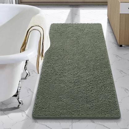 LOCHAS Luxury Bathroom Rug Shaggy Bath Mat 24 x 60 Inch, Gray