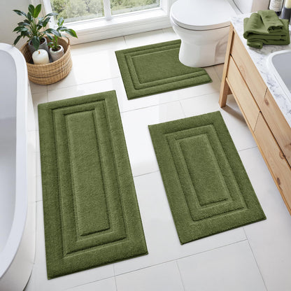 HOMEIDEAS Brown Bathroom Rugs Set of 3, Non Slip Bath Mats