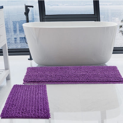 Luxury Chenille White Bathroom Rugs Sets 2 Piece, Thickened Hot Melt Rubber Bottom Bath Mats for Bathroom Non Slip,Bath Rugs Quick Dry Machine Washable for Shower Mat (32"x20"+17"x24")