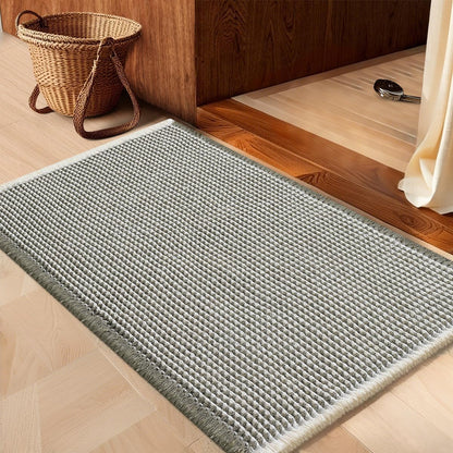 IM HOME Waffle Bath Mat Set 2 Piece Olive Green,Woven Modern Bath Rug Mats, Absorbent Non Slip Bath Floor Mat, Soft Washable Boho Bath Rugs with Tassels for Bathroom, Bedroom, Kitchen,Tub