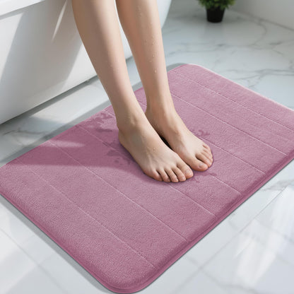Yimobra Memory Foam Bath Mat, Super Soft Absorbent Bathroom Rug Non Slip, Quick Dry, Machine Washable Floor Carpet for Tub Shower, Home Decor Accessories, 24x17, Cream