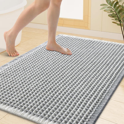 Smiry Waffle Bath Mat 30X20, Extra Soft Absorbent Bathroom Rugs, Brown