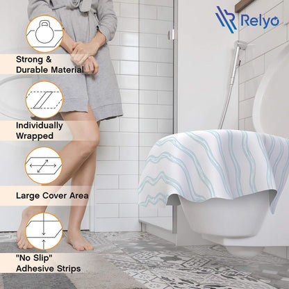Relyo Disposable Toilet Seat Cover for Travel – 20 Pack with Covers Wrapped in Sets of 2, Non-Flushable Liners, Fits Most Seats – Kids, Toddlers, Adults (Waves, 20)