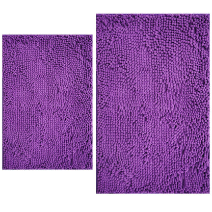 BOANKODU Bathroom Rugs Sets 2 Piece, Extra Soft Chenille Bath Mat Absorbent Bathroom Rug, Bathroom Mat with PVC Non-Slip Bottom, Machine Washable Bath Rugs (32x20 Inch + 24x16 Inch, Light Grey)