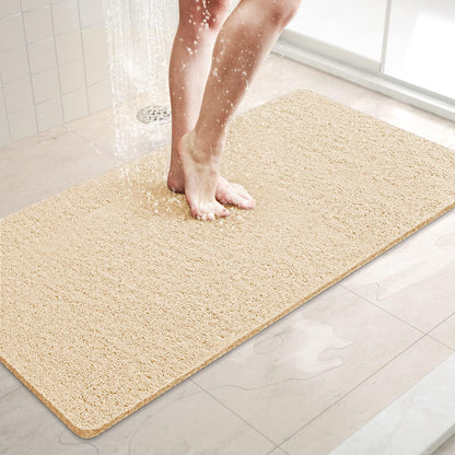 LuxStep Shower Mat Bathtub Mat,24x16 inch, Non-Slip Bath Mat with Drain, Quick Drying PVC Loofah Bathmat for Tub,Shower,Bathroom (Phthalate Free,Grey)