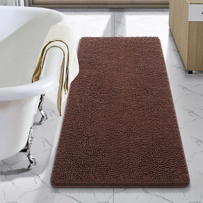 LOCHAS Luxury Bathroom Rug Shaggy Bath Mat 24 x 60 Inch, Gray