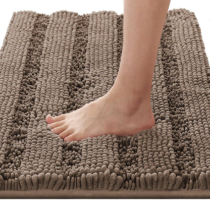 H.VERSAILTEX Bath Rugs for Bathroom Non Slip Bath Mats Extra Thick Chenille Striped Rug 20" x 32" Absorbent Non Skid Fluffy Soft Shaggy Washable Dry Fast Plush Mat for Indoor, Bath Room, Tub - Sage