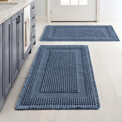 MIULEE Set of 2 Waffle Bathroom Rugs Brown Boho Bath Mat 17x24+18x30 in
