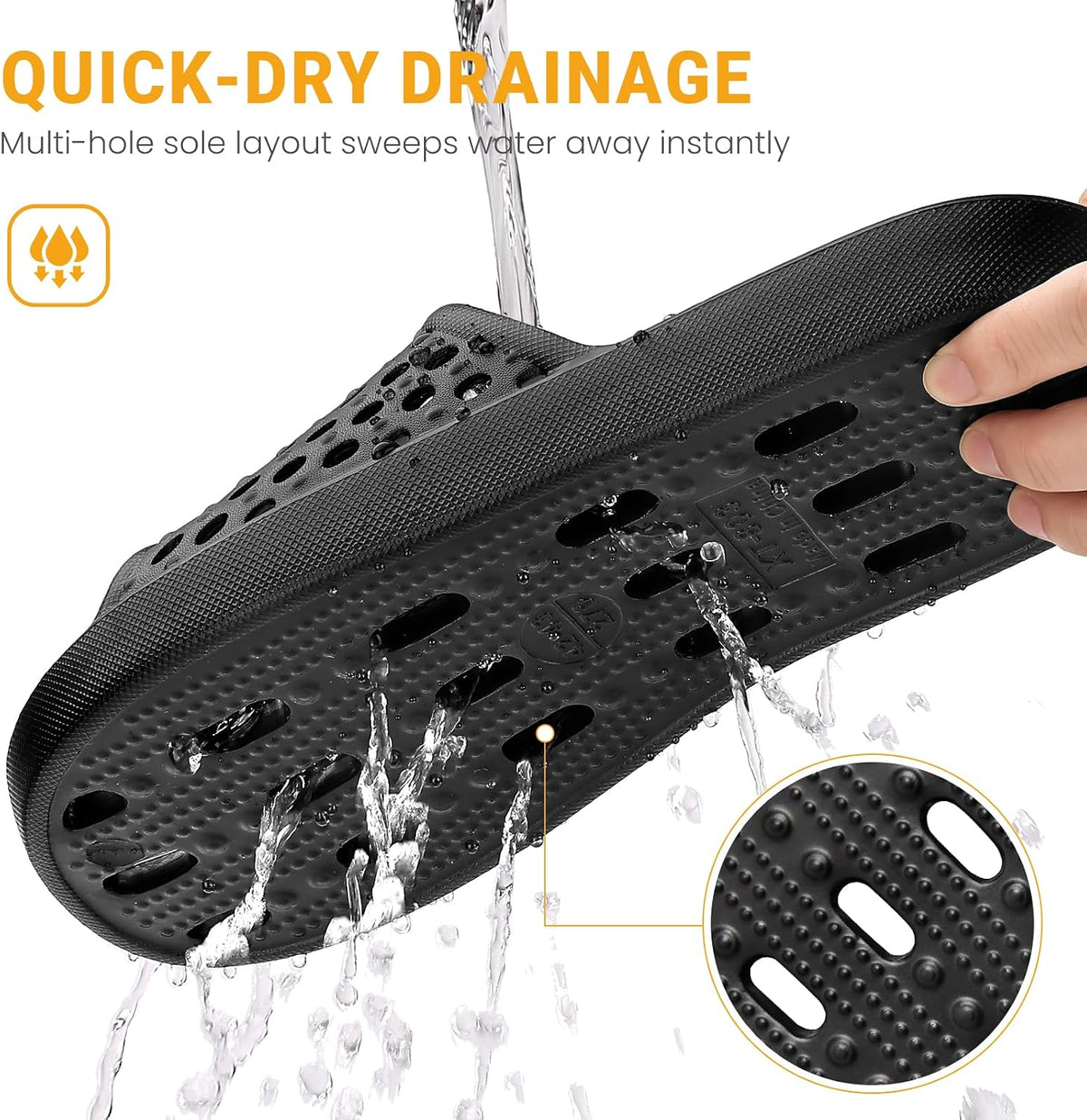 Aoowoll Shower Shoes for Men and Women Non-Slip Sandals Bathroom Slippers