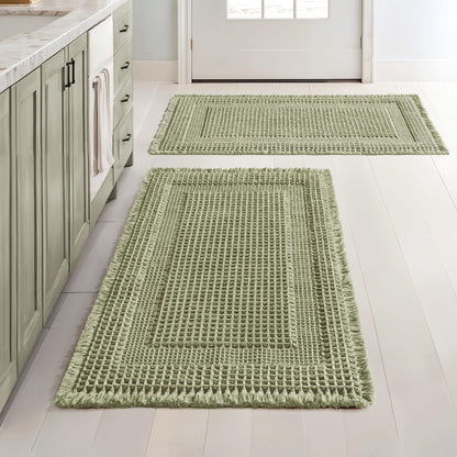 MIULEE Set of 2 Waffle Bathroom Rugs Brown Boho Bath Mat 17x24+18x30 in