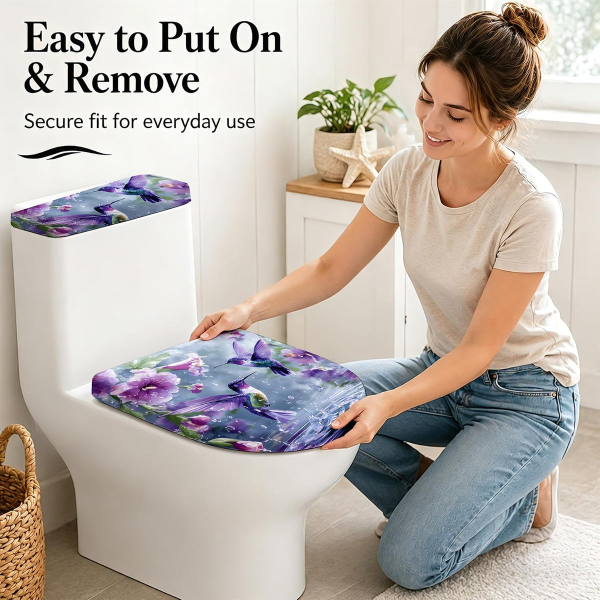 2 Piece Toilet Seat Cover Set with Tank Cover for Bathroom Decor