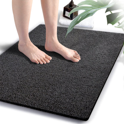godehone Shower Mats Non Slip Without Suction Cups, PVC Loofah Bathroom Mats, Loofah Mats for Shower and Bathroom, Quick Drying, 15.7× 36 Inch, Grey