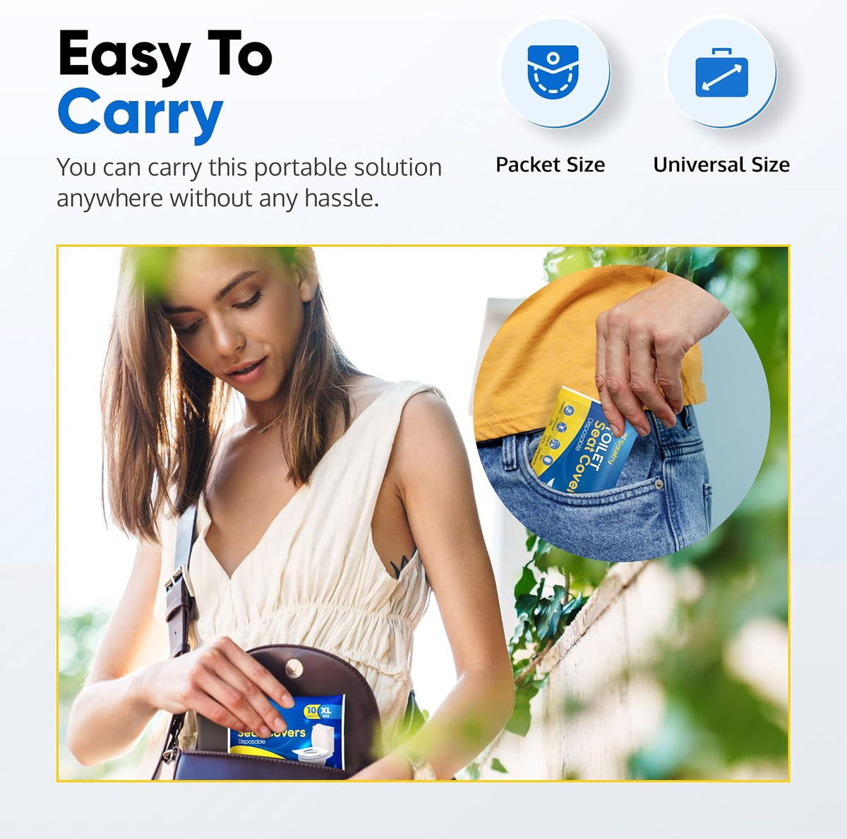 Toilet Seat Covers Disposable Flushable Travel Pack of 100, XL Biodegradable Paper Toilet Seat Covers for Adults & Kids, Public Restroom, Airplane & Camping Travel Essentials