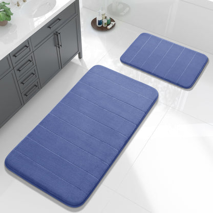 Yimobra Memory Foam Bathroom Rugs Sets 2 Piece - Super Soft Absorbent Quick Dry Bath Mat Set, Machine Washable Non Slip Floor Carpet for Tub Shower & Single Sink (17x24 & 31.5x20 Inch, Gray)
