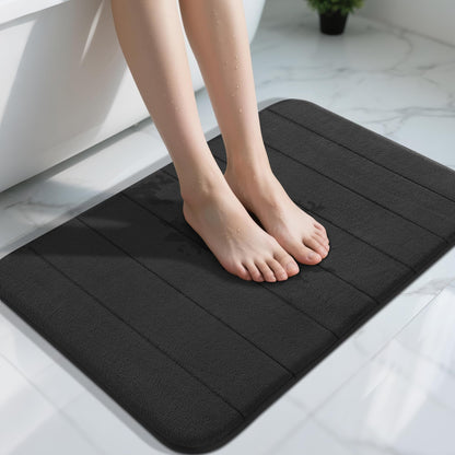 Yimobra Memory Foam Bath Mat, Super Soft Absorbent Bathroom Rug Non Slip, Quick Dry, Machine Washable Floor Carpet for Tub Shower, Home Decor Accessories, 24x17, Cream