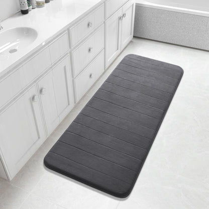 Yimobra Memory Foam Bath Mat, Super Soft Absorbent Bathroom Rug Non Slip, Quick Dry, Machine Washable Floor Carpet for Tub Shower, Home Decor Accessories, 24x17, Cream