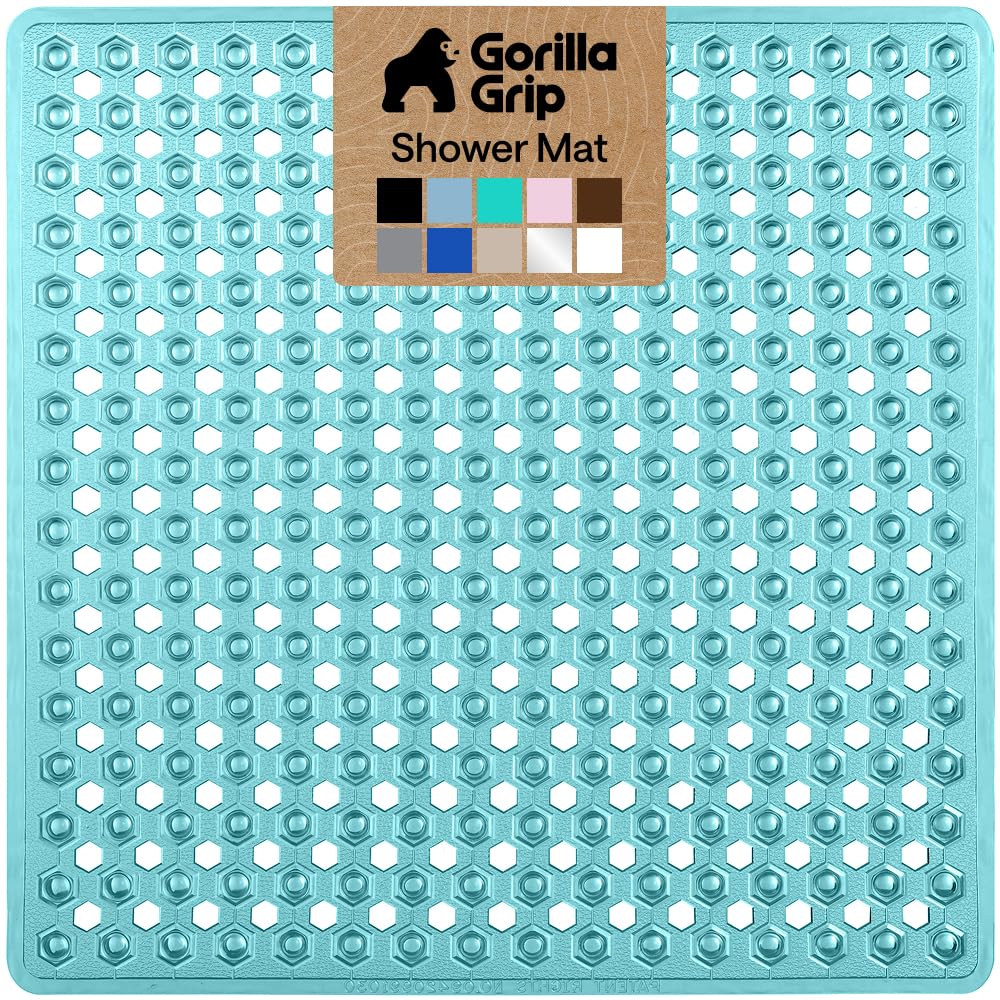 GORILLA GRIP Bath Tub Shower Mat, Bathtub Floor Liner, 35x16 Gray Opaque