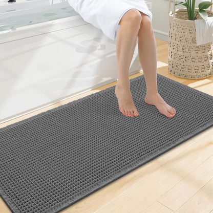 Smiry Waffle Bath Mat 30X20, Extra Soft Absorbent Bathroom Rugs, Brown