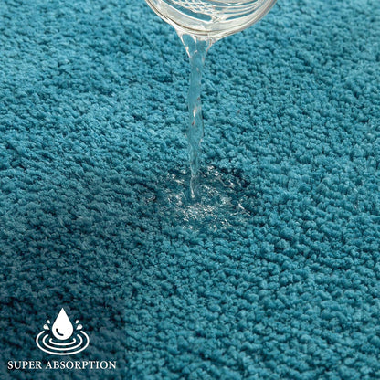 MIULEE Teal Bathroom Rugs Soft Small Microfiber Bath Mat 16x24 Inch
