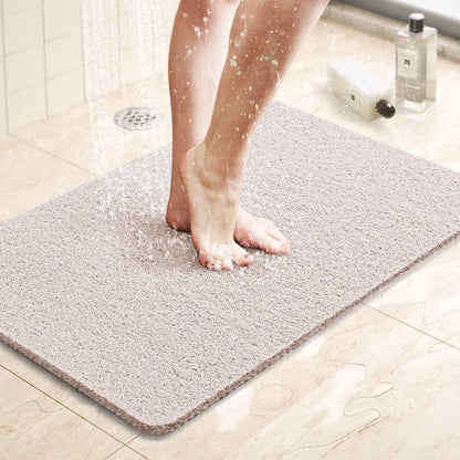 LuxStep Shower Mat Bathtub Mat,24x16 inch, Non-Slip Bath Mat with Drain, Quick Drying PVC Loofah Bathmat for Tub,Shower,Bathroom (Phthalate Free,Grey)