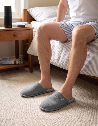 EverFoams Men's Cotton Knit Slippers Memory Foam Breathable House Shoes