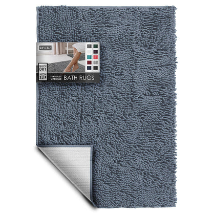 Hearth & Harbor Bathroom Rugs, Chenille Bath Mat - Machine Washable Bath Mats for Bathroom Non-Slip Backing Rubber, Quick Dry Bathroom Mat
