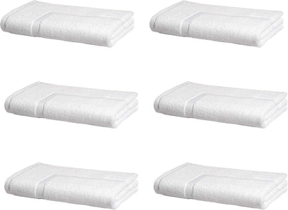 Amazon Basics Premium 100% Cotton Absorbent Soft Bath Mat, Machine Washable, 684 GSM, 20" x 30", White, Hotel Spa Bathmats, 6-Pack (Previously AmazonCommercial)