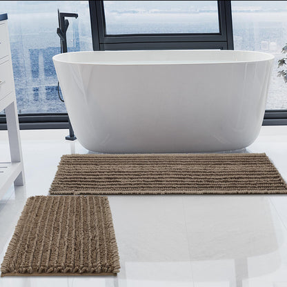 Luxury Chenille White Bathroom Rugs Sets 2 Piece, Thickened Hot Melt Rubber Bottom Bath Mats for Bathroom Non Slip,Bath Rugs Quick Dry Machine Washable for Shower Mat (32"x20"+17"x24")