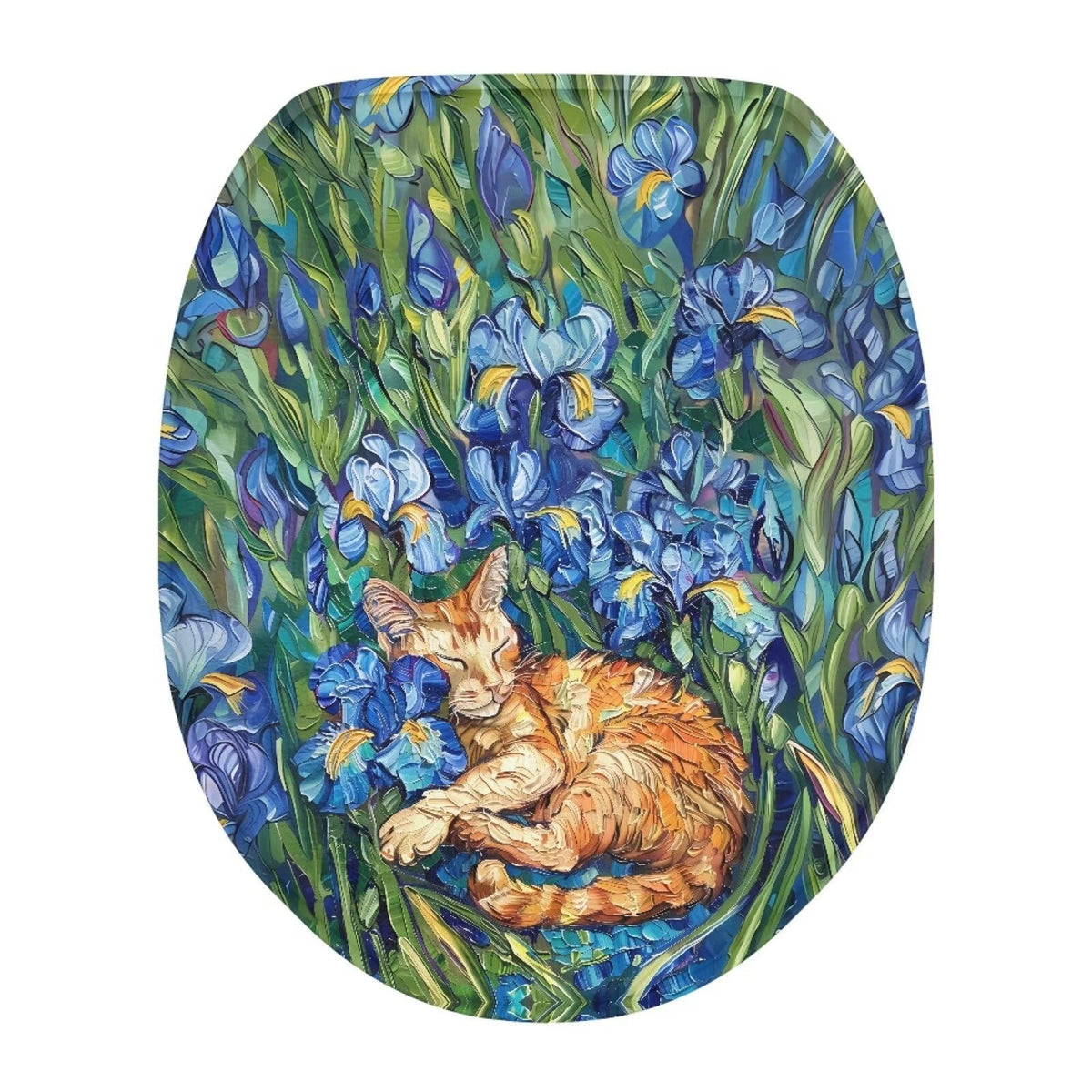 Toilet Lid Covers for Bathroom Elongated Cat Irises Thick Toilet Seat Lid Cover Elongated Oval Round Soft Fabric Toilet Seat Lid Cover with Elastic Edges Machine Washable