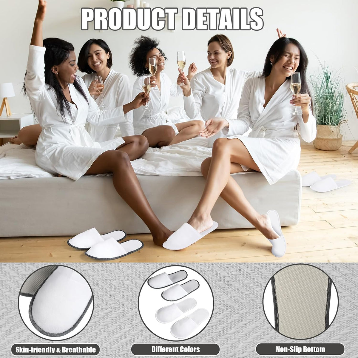 Ramede 80 Pairs Disposable Hotel Slippers Bulk