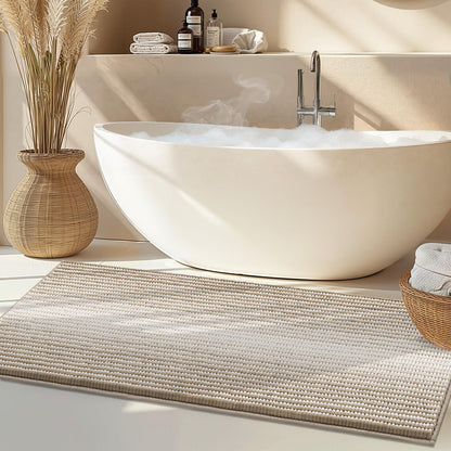 BSICPRO Bathroom Rugs Sets 2 Piece, Non Slip Striped Bath Mats, Sage