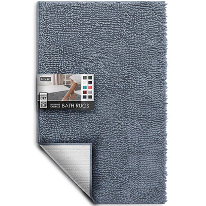 Hearth & Harbor Bathroom Rugs, Chenille Bath Mat - Machine Washable Bath Mats for Bathroom Non-Slip Backing Rubber, Quick Dry Bathroom Mat