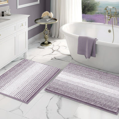 BSICPRO Bathroom Rugs Sets 2 Piece, Non Slip Striped Bath Mats, Sage