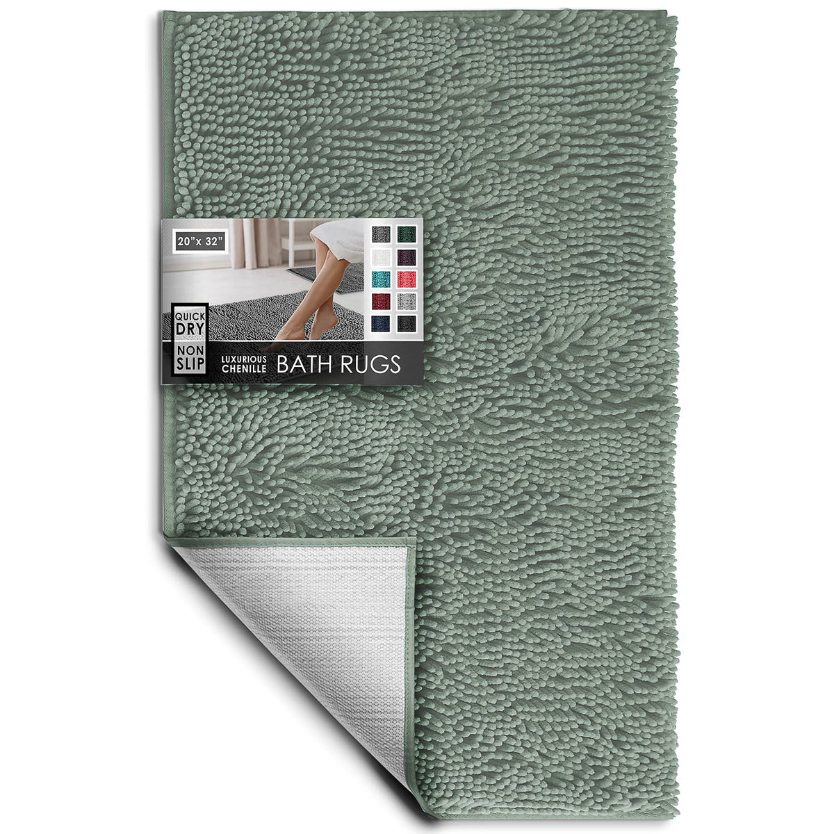Hearth & Harbor Bathroom Rugs, Chenille Bath Mat - Machine Washable Bath Mats for Bathroom Non-Slip Backing Rubber, Quick Dry Bathroom Mat