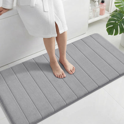 Yimobra Memory Foam Bath Mat, Super Soft Absorbent Bathroom Rug Non Slip, Quick Dry, Machine Washable Floor Carpet for Tub Shower, Home Decor Accessories, 24x17, Cream