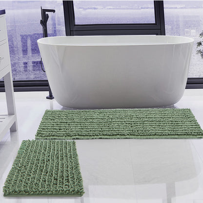 Luxury Chenille White Bathroom Rugs Sets 2 Piece, Thickened Hot Melt Rubber Bottom Bath Mats for Bathroom Non Slip,Bath Rugs Quick Dry Machine Washable for Shower Mat (32"x20"+17"x24")