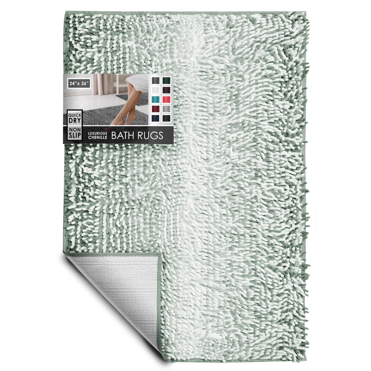 Hearth & Harbor Bathroom Rugs, Chenille Bath Mat - Machine Washable Bath Mats for Bathroom Non-Slip Backing Rubber, Quick Dry Bathroom Mat