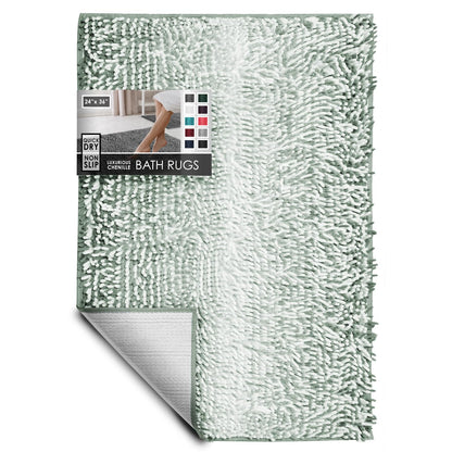 Hearth & Harbor Bathroom Rugs, Chenille Bath Mat - Machine Washable Bath Mats for Bathroom Non-Slip Backing Rubber, Quick Dry Bathroom Mat