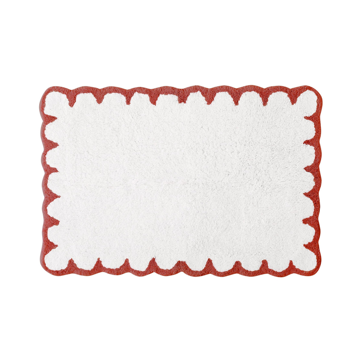 Peri Home Scalloped Bath Rug 20" x 30" White with Blue 1-Piece