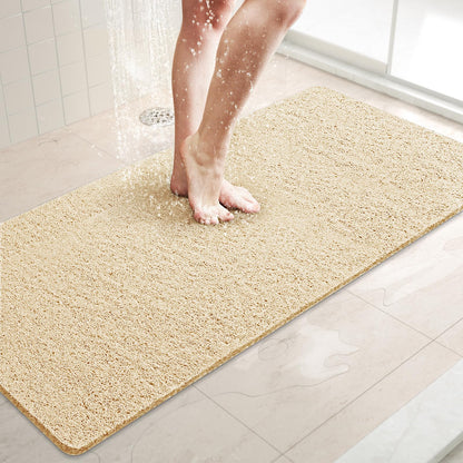 LuxStep Shower Mat Bathtub Mat,24x16 inch, Non-Slip Bath Mat with Drain, Quick Drying PVC Loofah Bathmat for Tub,Shower,Bathroom (Phthalate Free,Grey)