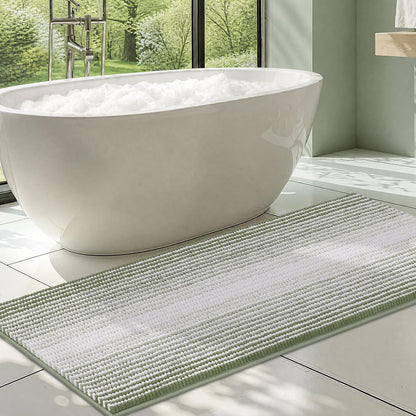 BSICPRO Bathroom Rugs Sets 2 Piece, Non Slip Striped Bath Mats, Sage