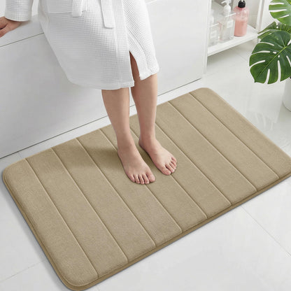 Yimobra Memory Foam Bath Mat, Super Soft Absorbent Bathroom Rug Non Slip, Quick Dry, Machine Washable Floor Carpet for Tub Shower, Home Decor Accessories, 24x17, Cream