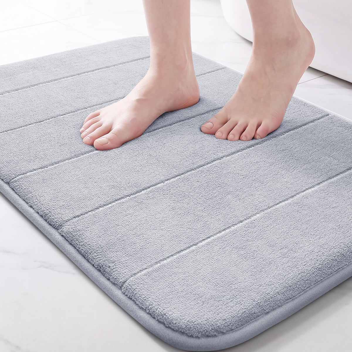 Yimobra Memory Foam Bath Mat, Super Soft Absorbent Bathroom Rug Non Slip, Quick Dry, Machine Washable Floor Carpet for Tub Shower, Home Decor Accessories, 24x17, Cream