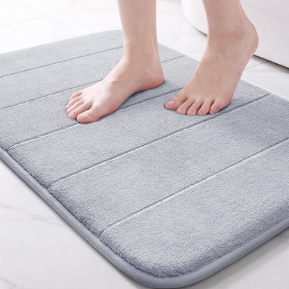 Yimobra Memory Foam Bath Mat, Super Soft Absorbent Bathroom Rug Non Slip, Quick Dry, Machine Washable Floor Carpet for Tub Shower, Home Decor Accessories, 24x17, Cream