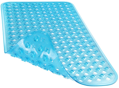 Yimobra Bathtub Mat Non Slip, 35"X16" Shower Mat with Strong Suction Cups & Drain Holes, Long Anti Slip Bath Tub Mat for Inside Shower, Machine Washable Fast Drying, Bathroom Essentials, Clear Blue