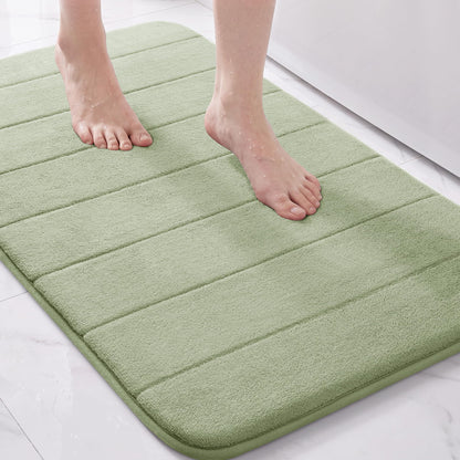 Yimobra Memory Foam Bath Mat, Super Soft Absorbent Bathroom Rug Non Slip, Quick Dry, Machine Washable Floor Carpet for Tub Shower, Home Decor Accessories, 24x17, Cream