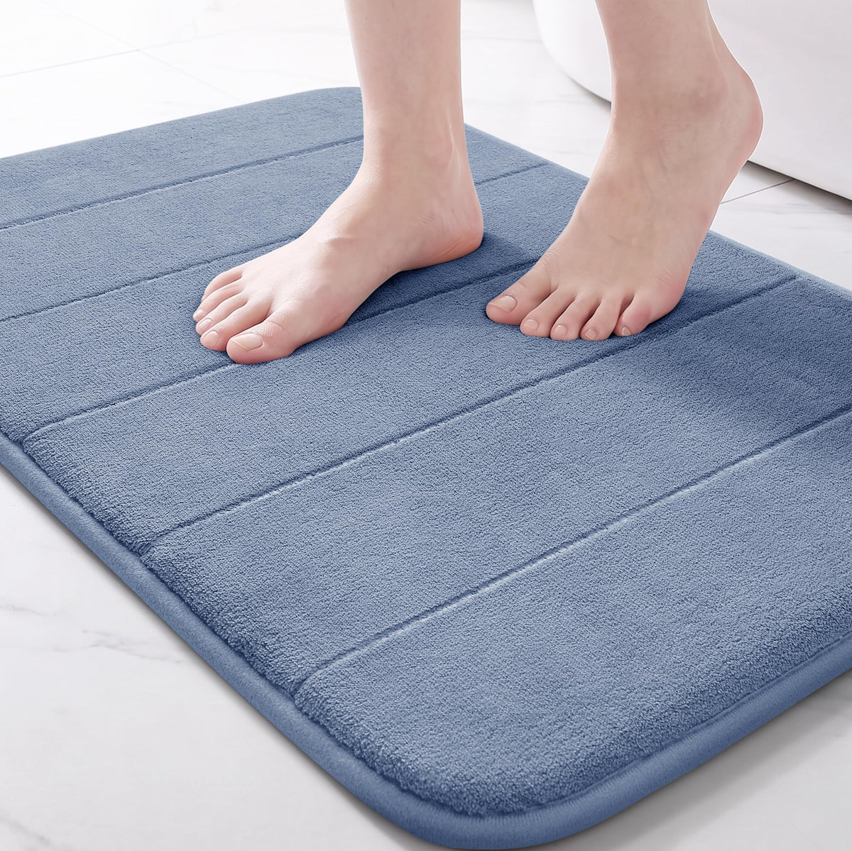 Yimobra Memory Foam Bath Mat, Super Soft Absorbent Bathroom Rug Non Slip, Quick Dry, Machine Washable Floor Carpet for Tub Shower, Home Decor Accessories, 24x17, Cream
