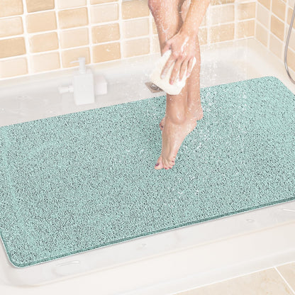 LuxStep Shower Mat Bathtub Mat,24x16 inch, Non-Slip Bath Mat with Drain, Quick Drying PVC Loofah Bathmat for Tub,Shower,Bathroom (Phthalate Free,Grey)