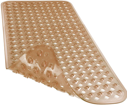 Yimobra Bathtub Mat Non Slip, 35"X16" Shower Mat with Strong Suction Cups & Drain Holes, Long Anti Slip Bath Tub Mat for Inside Shower, Machine Washable Fast Drying, Bathroom Essentials, Clear Blue