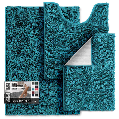 Hearth & Harbor Bathroom Rugs, Chenille Bath Mat - Machine Washable Bath Mats for Bathroom Non-Slip Backing Rubber, Quick Dry Bathroom Mat